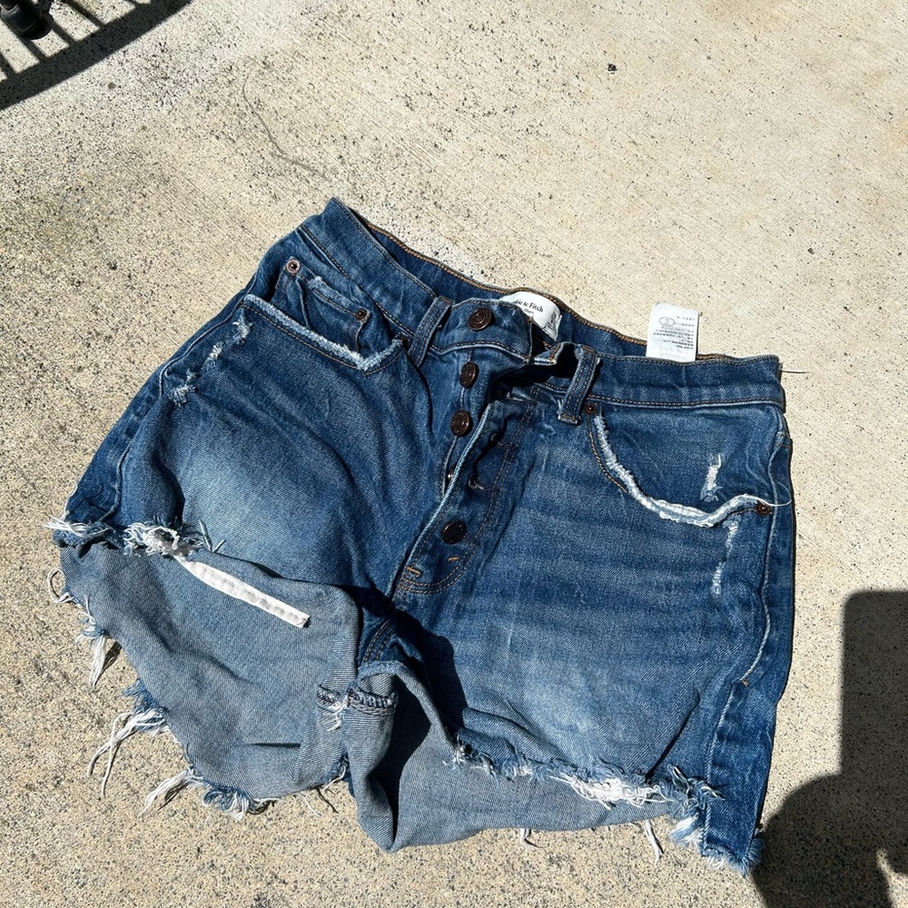 Abercrombie & Fitch Blue Jean Shorts Distressed Cut-Off